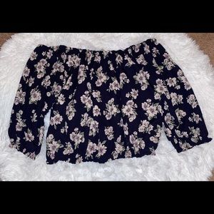 Floral shoulder off long sleeve